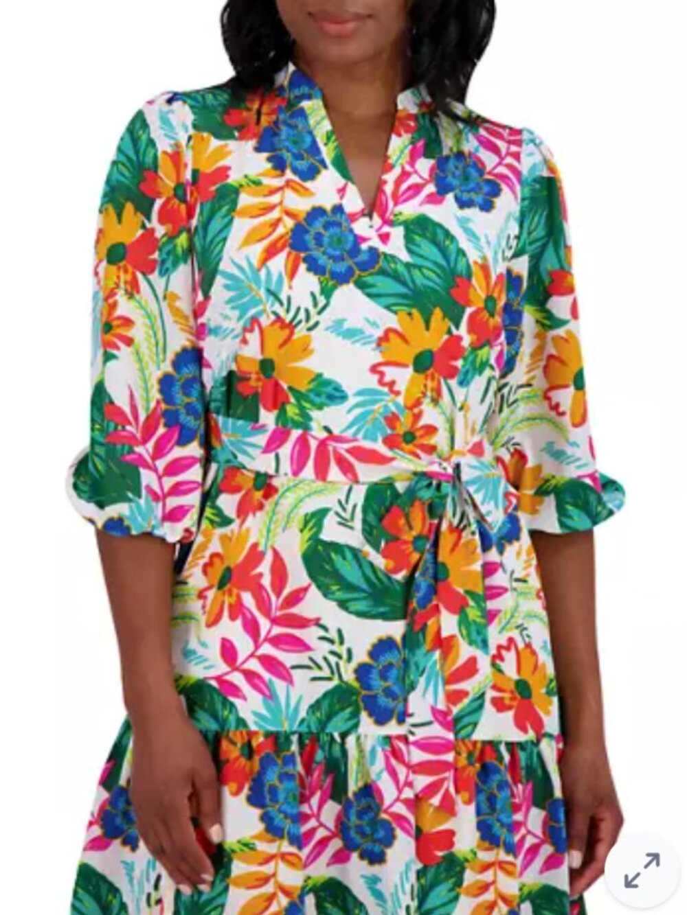 White Floral A-Line Dress, size 18 - Picture 3 of 7